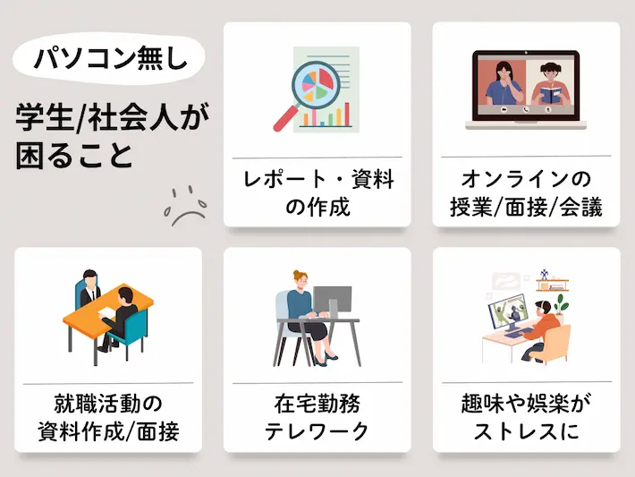 パソコンを持っていない学生や社会人が困ること