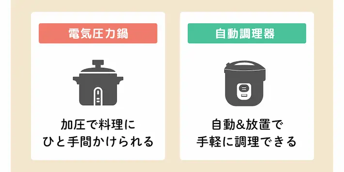 電気圧力鍋と自動調理器の違い