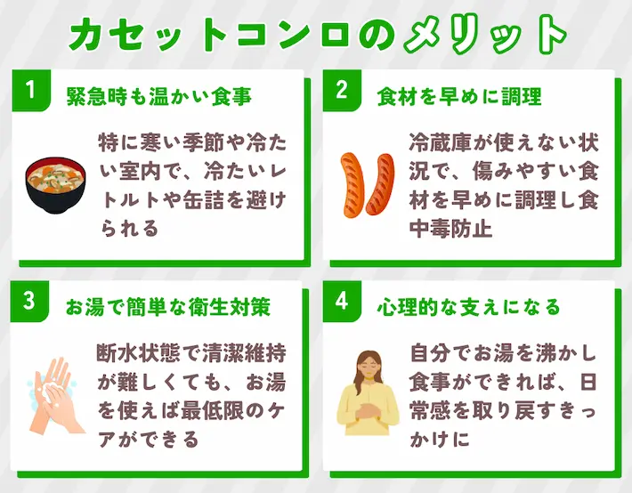 防災用カセットコンロのメリット