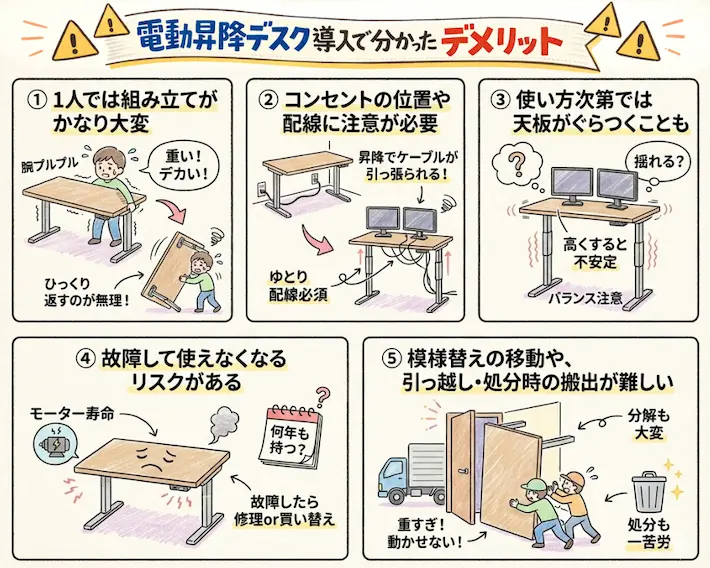 電動昇降デスクのデメリット