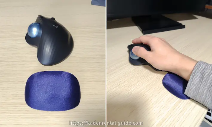 トラックボールマウスとリストレスト