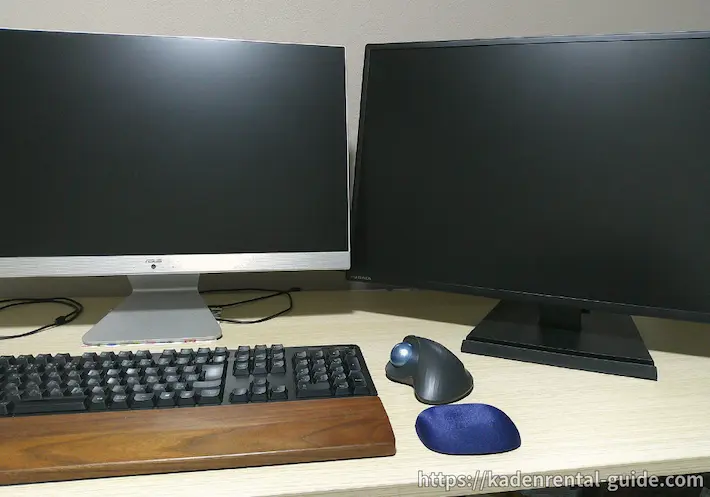 トラックボールマウスとマルチモニター